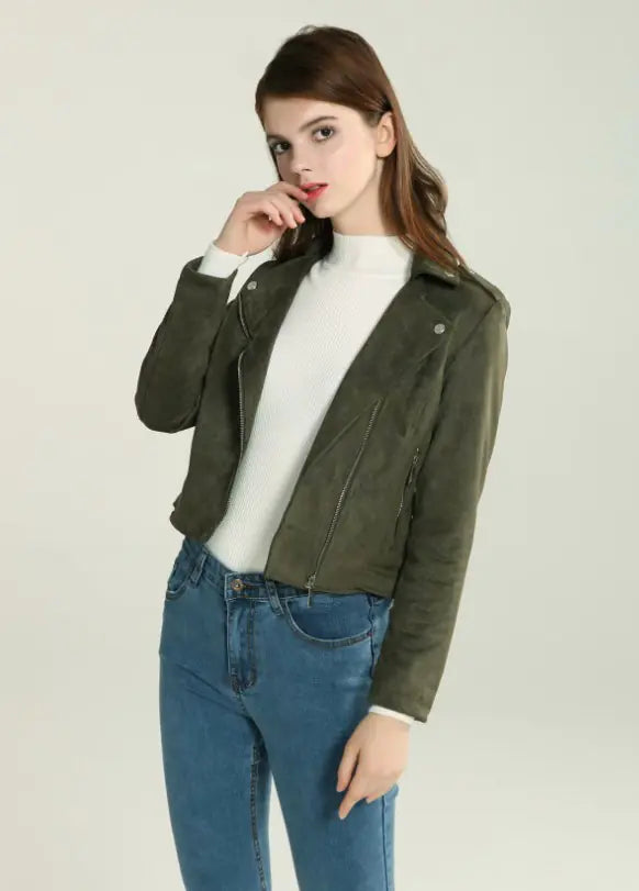 Style Loft Collection Dodge City Vegan Suede Asymmetrical Zipper Jacket