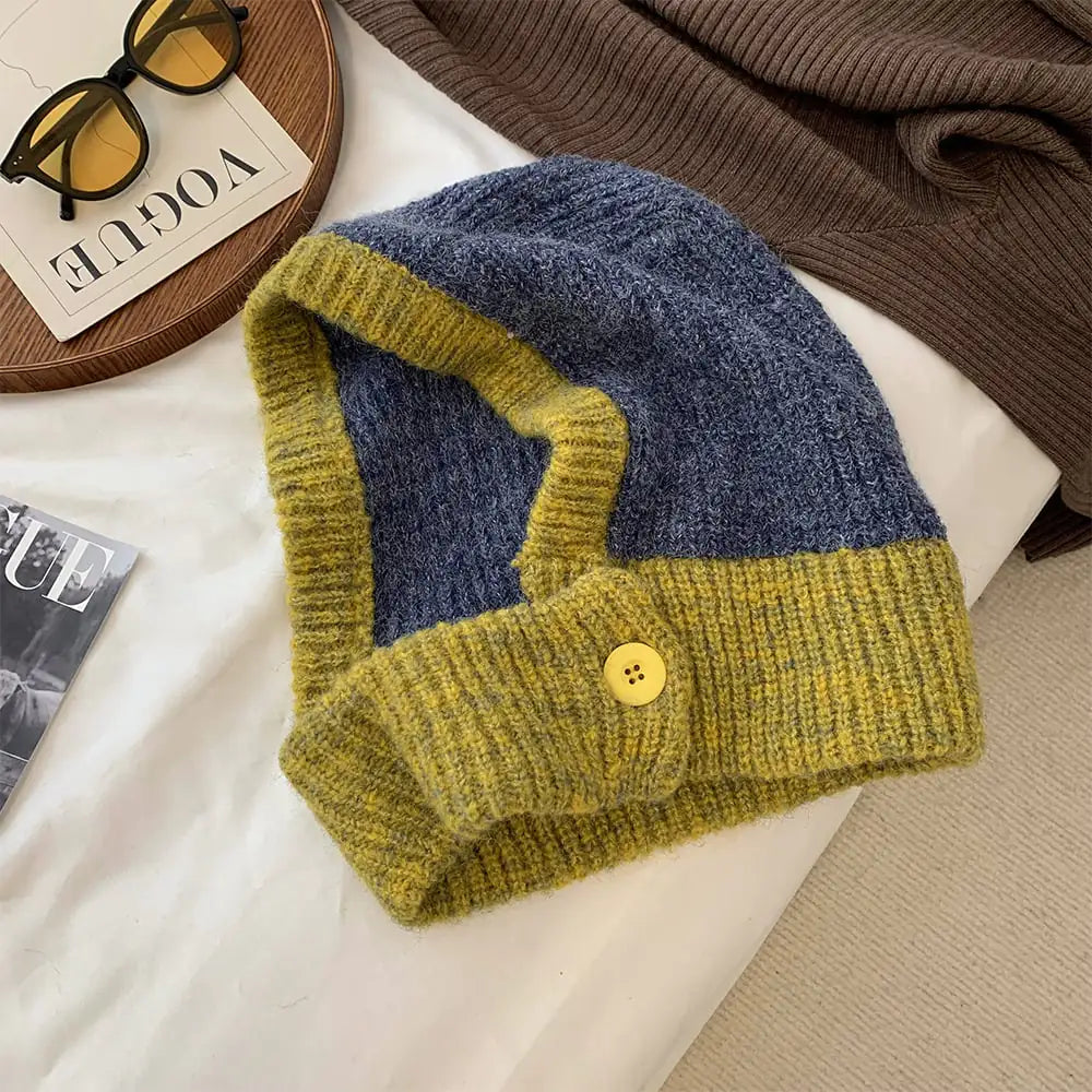Style Loft Collection Button Up Wool Cap and Neck Warmer