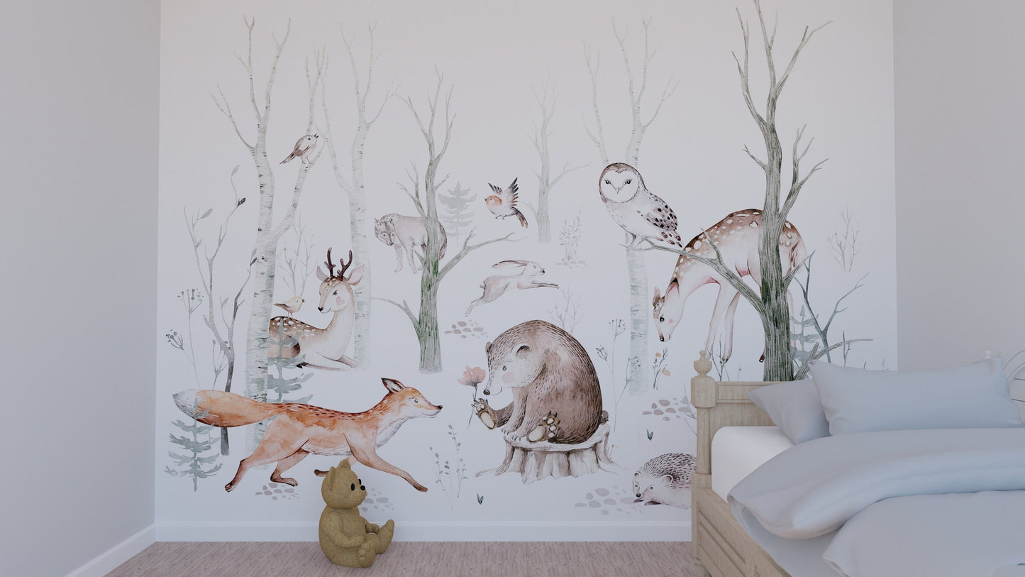 Animals in the forest mural | Kitchen + Metal