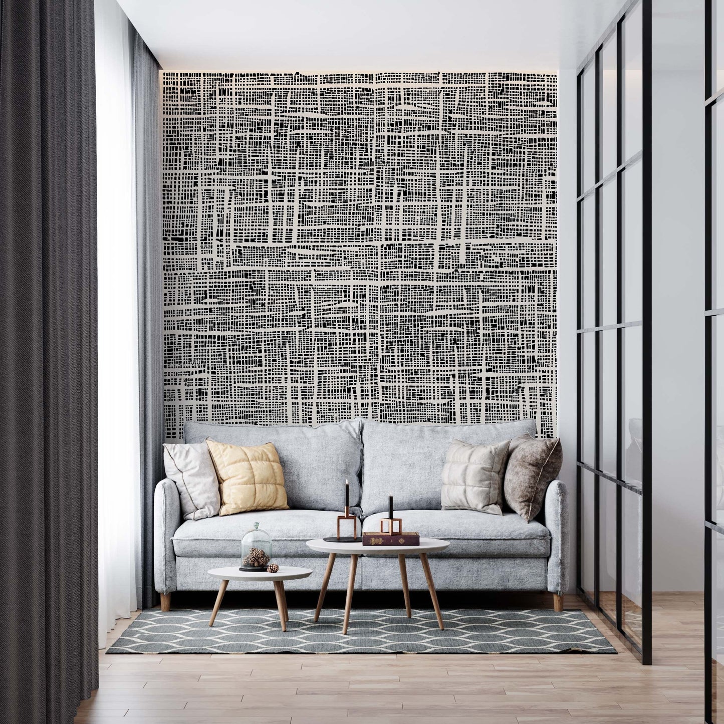 Black and beige Plaid wallpaper | Kitchen + Metal