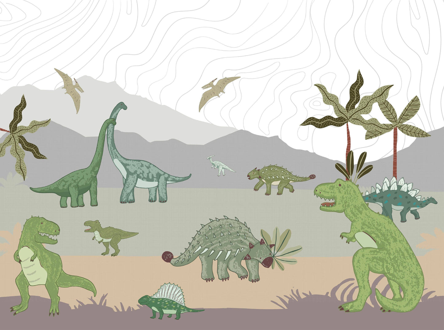 Dinosaur Mountain Wallpaper | Kitchen + Metal
