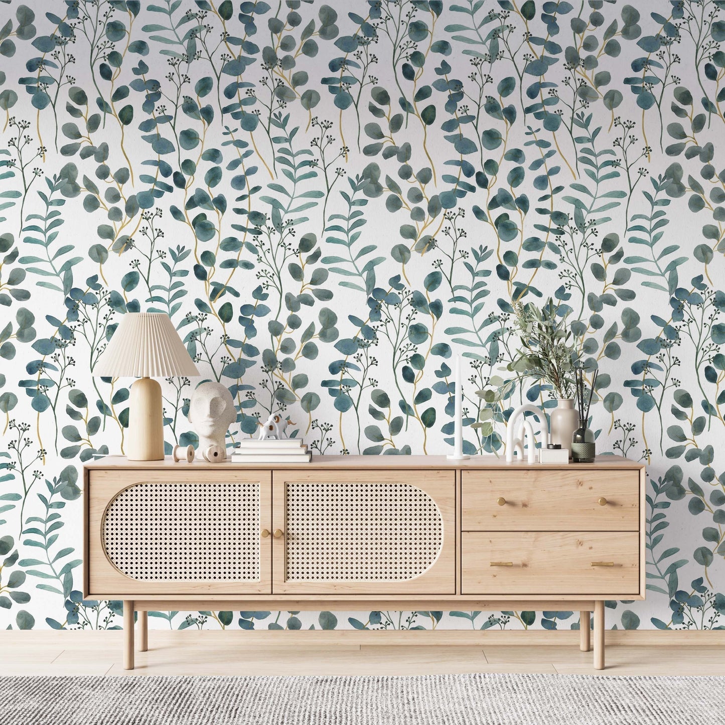 Turquoise Leaves Wallpaper | Kitchen + Metal