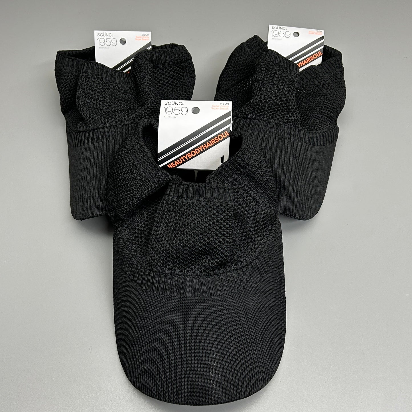 SCUNCI 3-PACK! Visor Super Comfy Super Stretch 1959 Black (New)