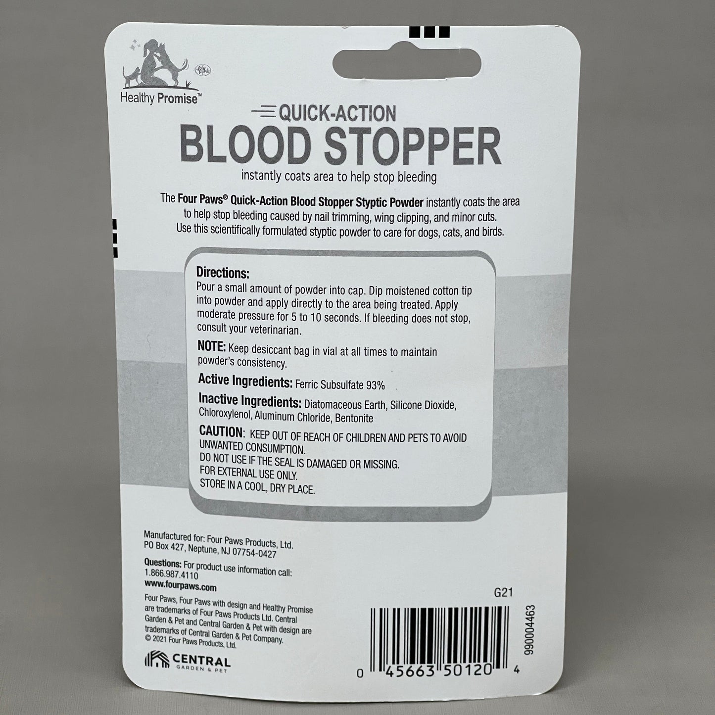 ZA@ FOUR PAWS Pack of 3 Quick Action Blood Stopper Styptic Powder Bottles 0.5oz BB 03/24 (New)