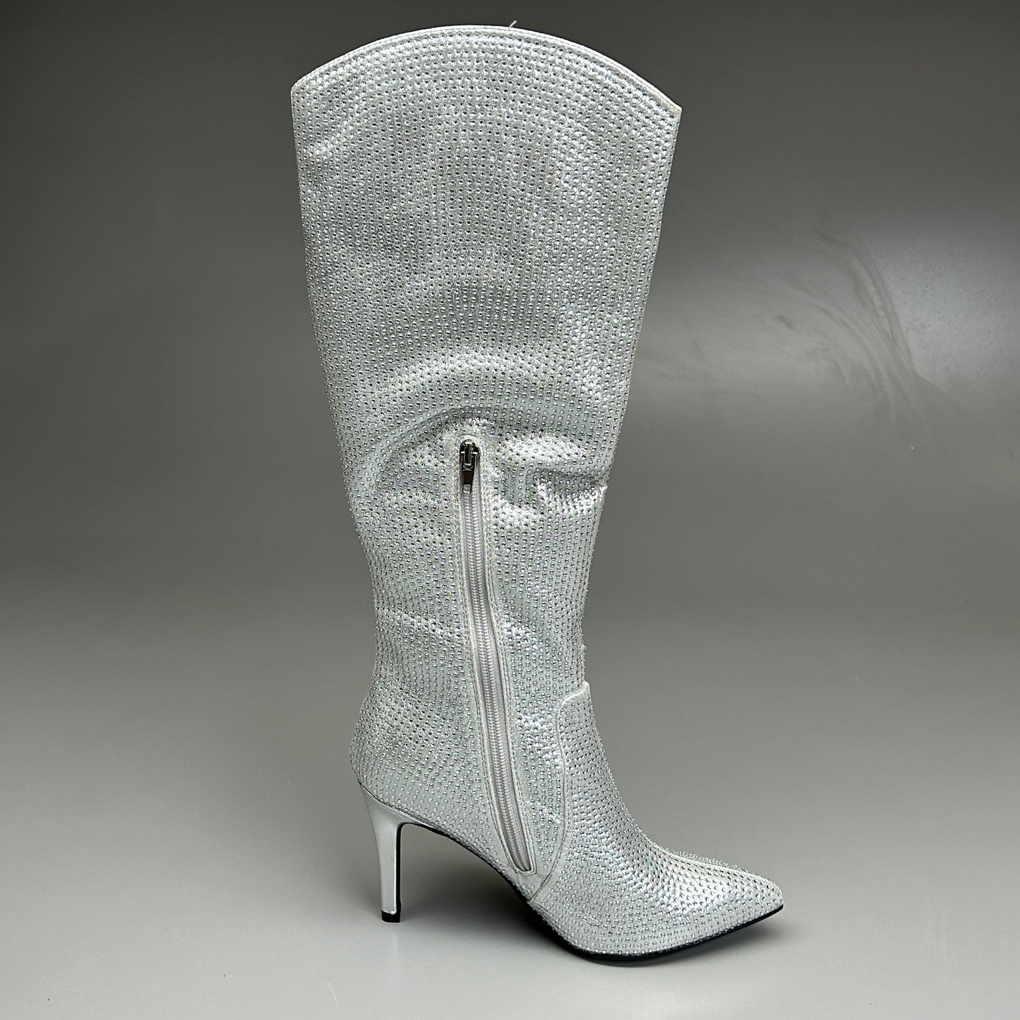 MIA Mackynzie Silver Stone Tall Heeled Boots Sz 6M Q100302