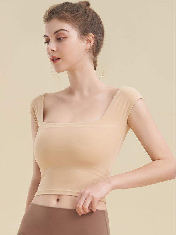 Women's Square Neck Sports Tight Tank Top for Yoga