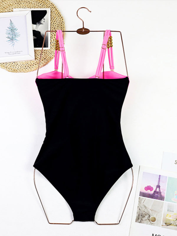 Modern swimsuit color matching sexy hollow seaside resort swimsuit/wrap skirt