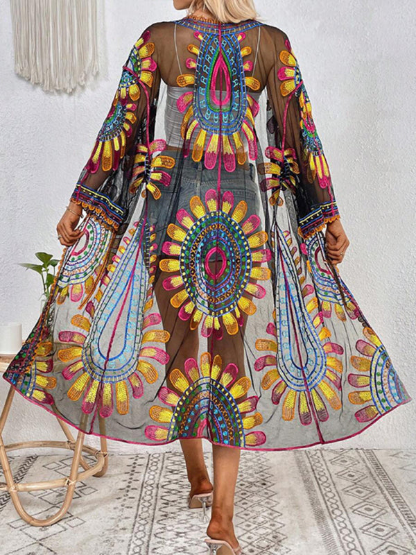 Modern Beach Skirt Casual Vacation Lace Cardigan Bikini Swimsuit Cover-Up Sun Protection Wear