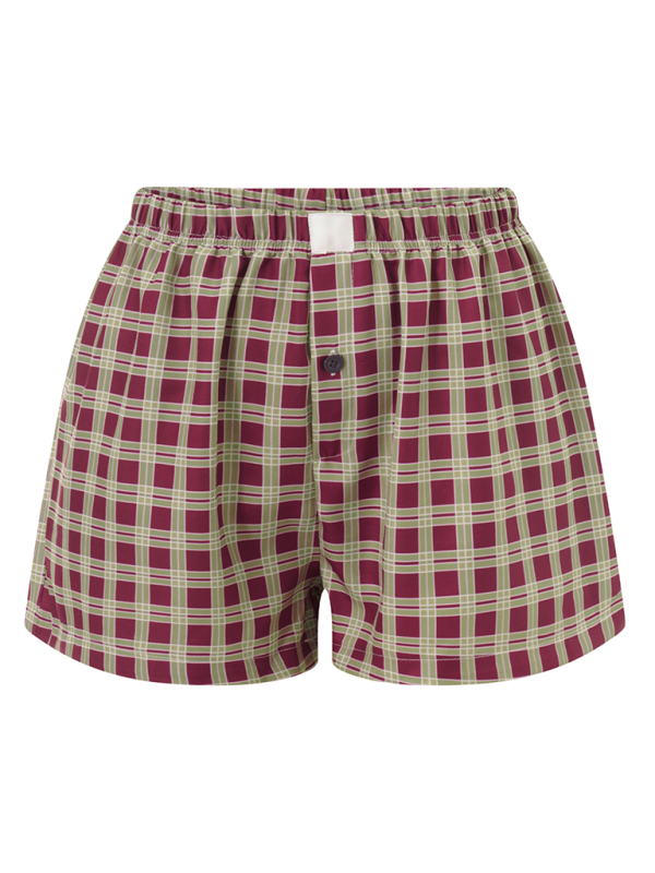 High Waist Wide Leg Plaid Shorts - Vintage Casual Summer Shorts