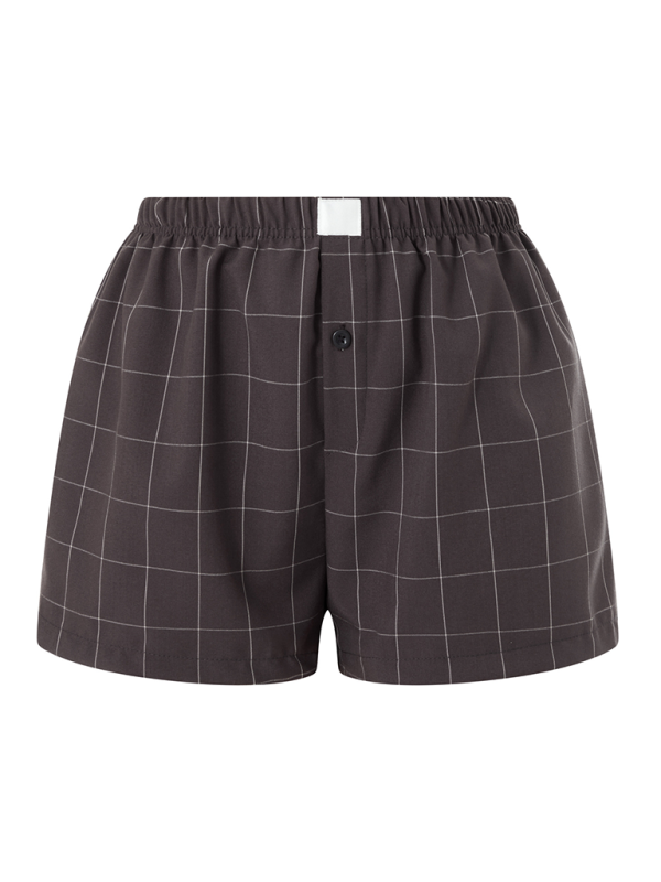 High Waist Wide Leg Plaid Shorts - Vintage Casual Summer Shorts