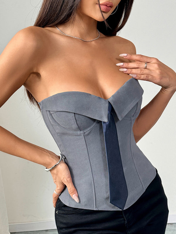 Wrap Tie Vest - Solid Color Knit Top