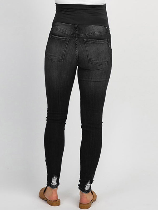 Maternity Jeans - High Waist Belly Support Casual Pants