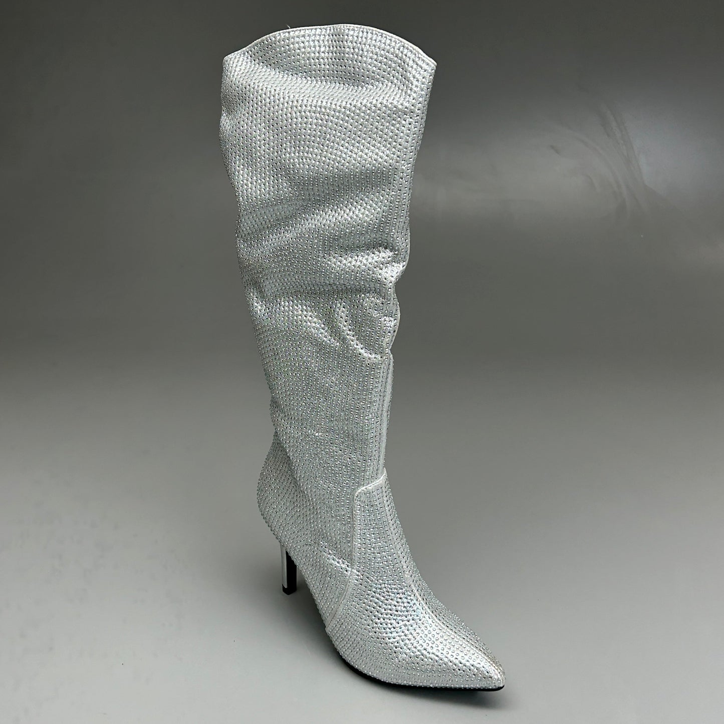 MIA Mackynzie Silver Stone Tall Heeled Boots Sz 6M Q100302