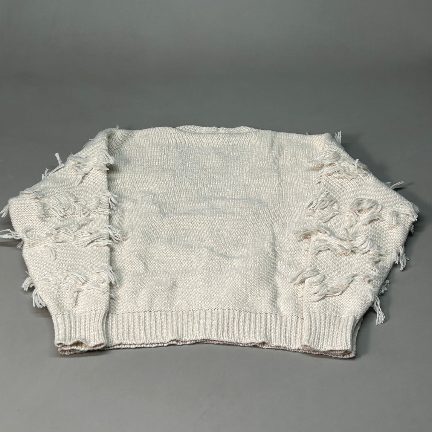 GILLI Fringed Button Up Cardigan Cream Size Medium (New)