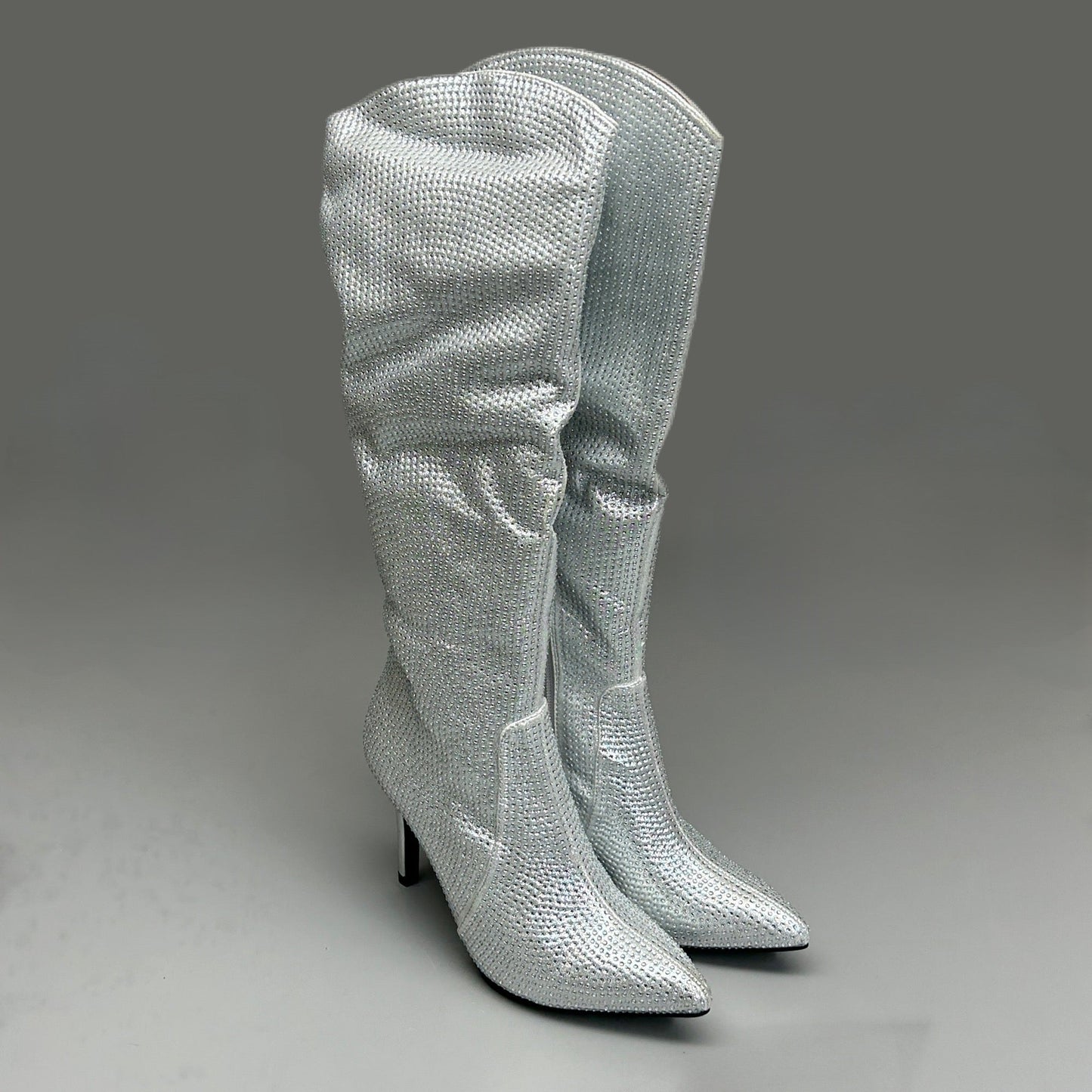MIA Mackynzie Silver Stone Tall Heeled Boots Sz 8.5M Q100302