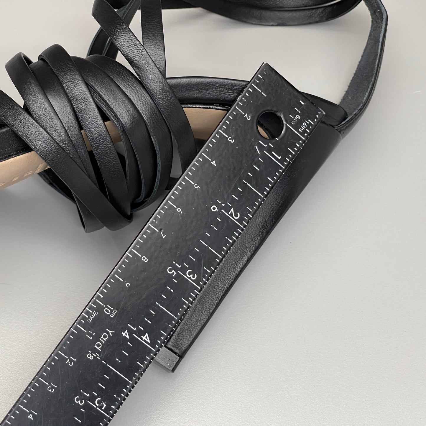 SCHUTZ Bryce Ankle Tie Women's Leather High Heel Strappy Sandal Black Sz 8B (New)
