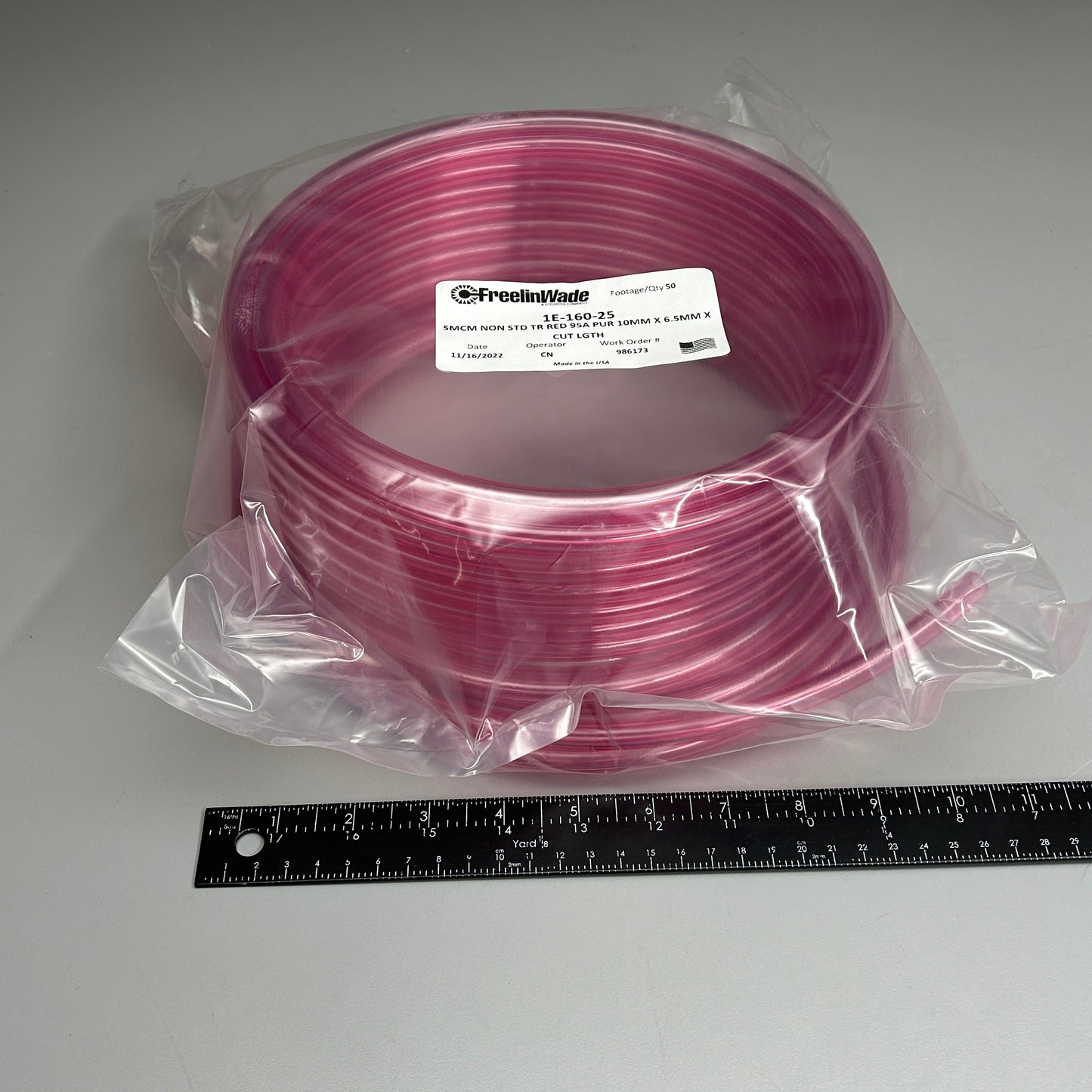 FREELIN-WADE Tubing 50 ft Transparent Red 1E-160-25 (New)