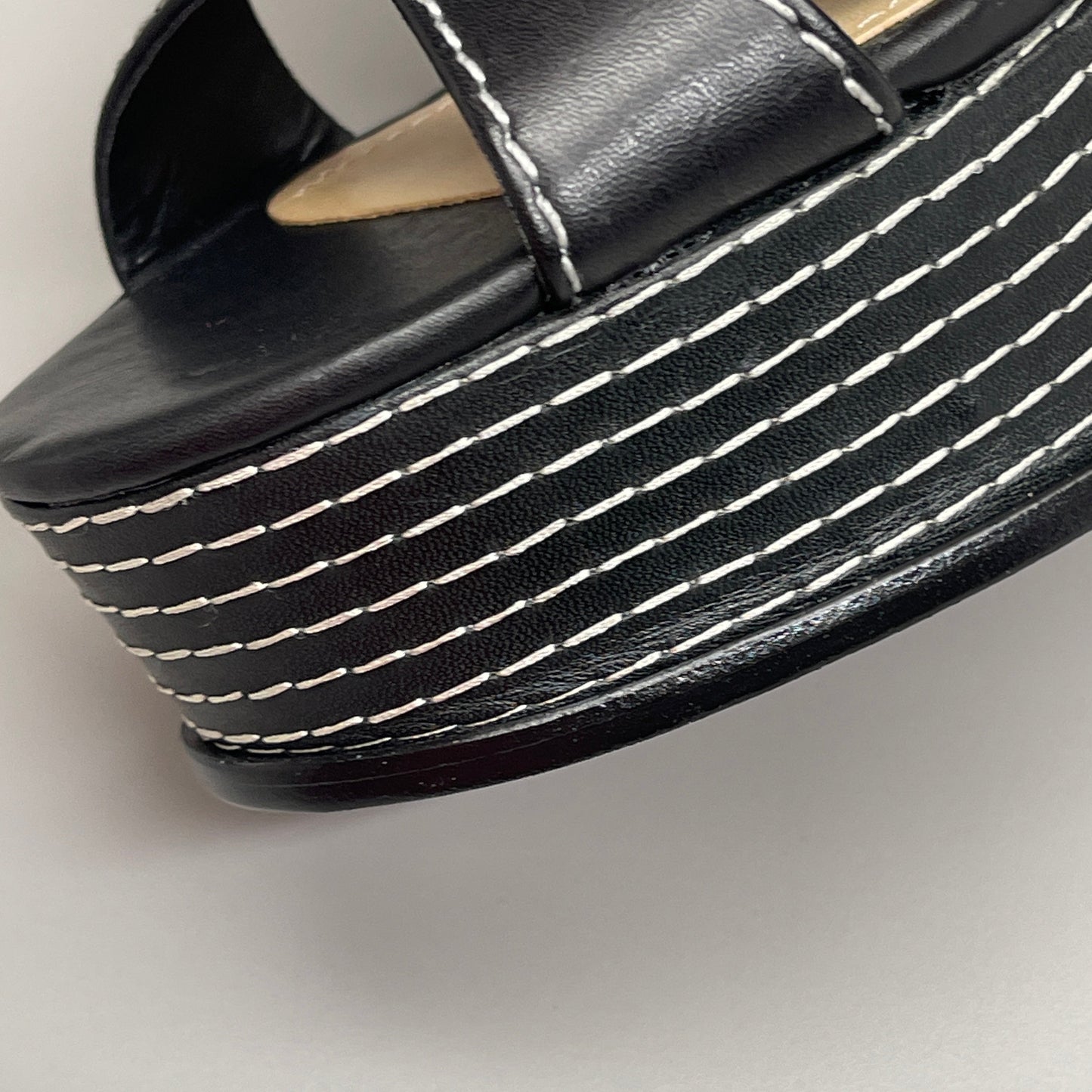 SCHUTZ Keefa Casual Women's Leather Sandal Black Platform 4" Heel Shoes Sz 6B (New)
