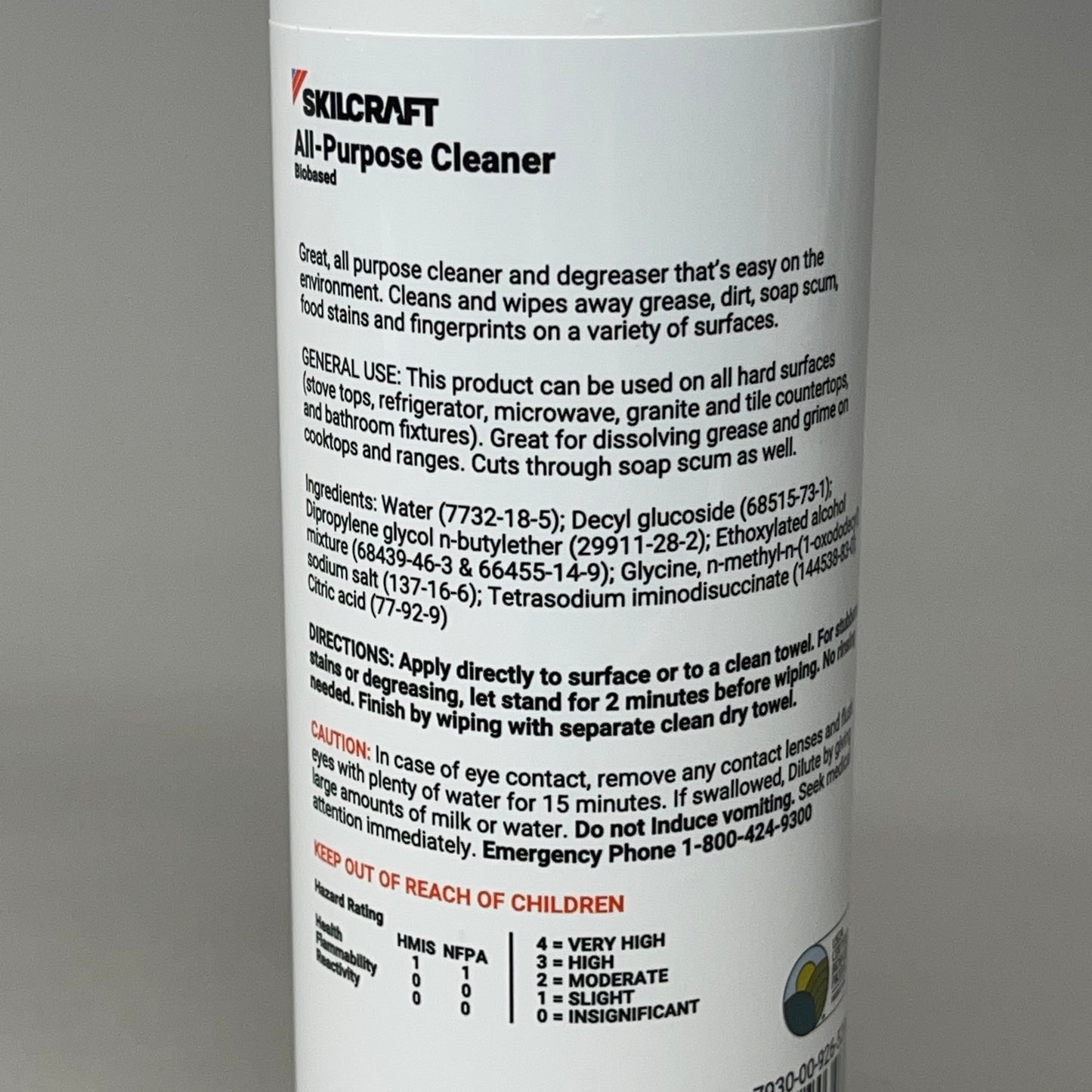 SKILCRAFT (4 PACK) All Purpose Cleaner Biobased 16 oz Spray Bottle 9265280