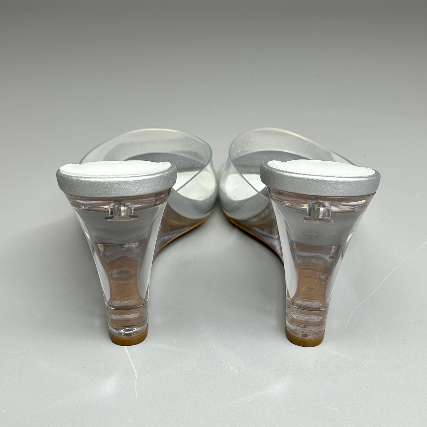 TONY BIANCO Alessi Clear Vinylite/Silver Wedges Women's Heels Sz 5.5 (New)