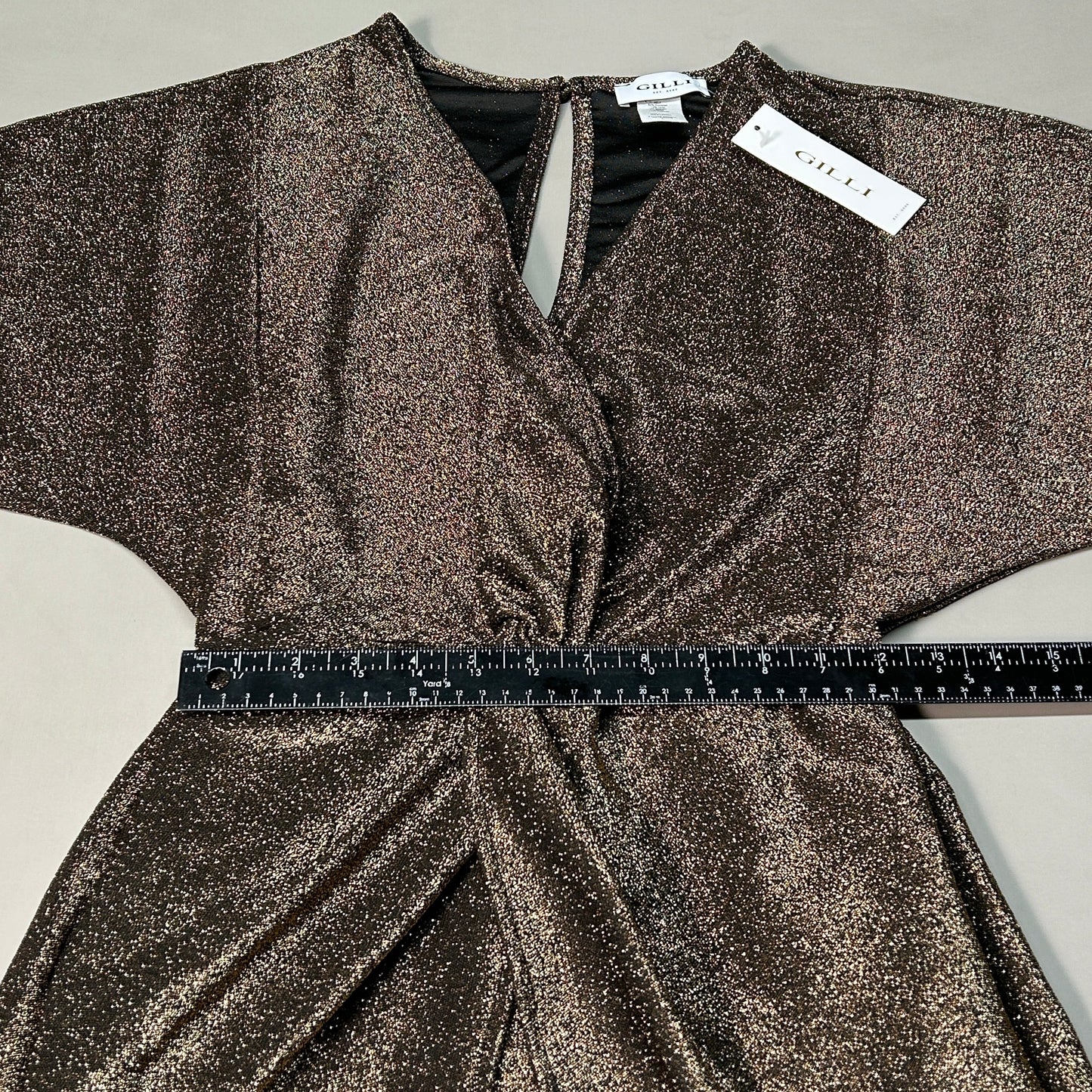 GILLI Twist Front Romper Black/Gold Size Large (New)