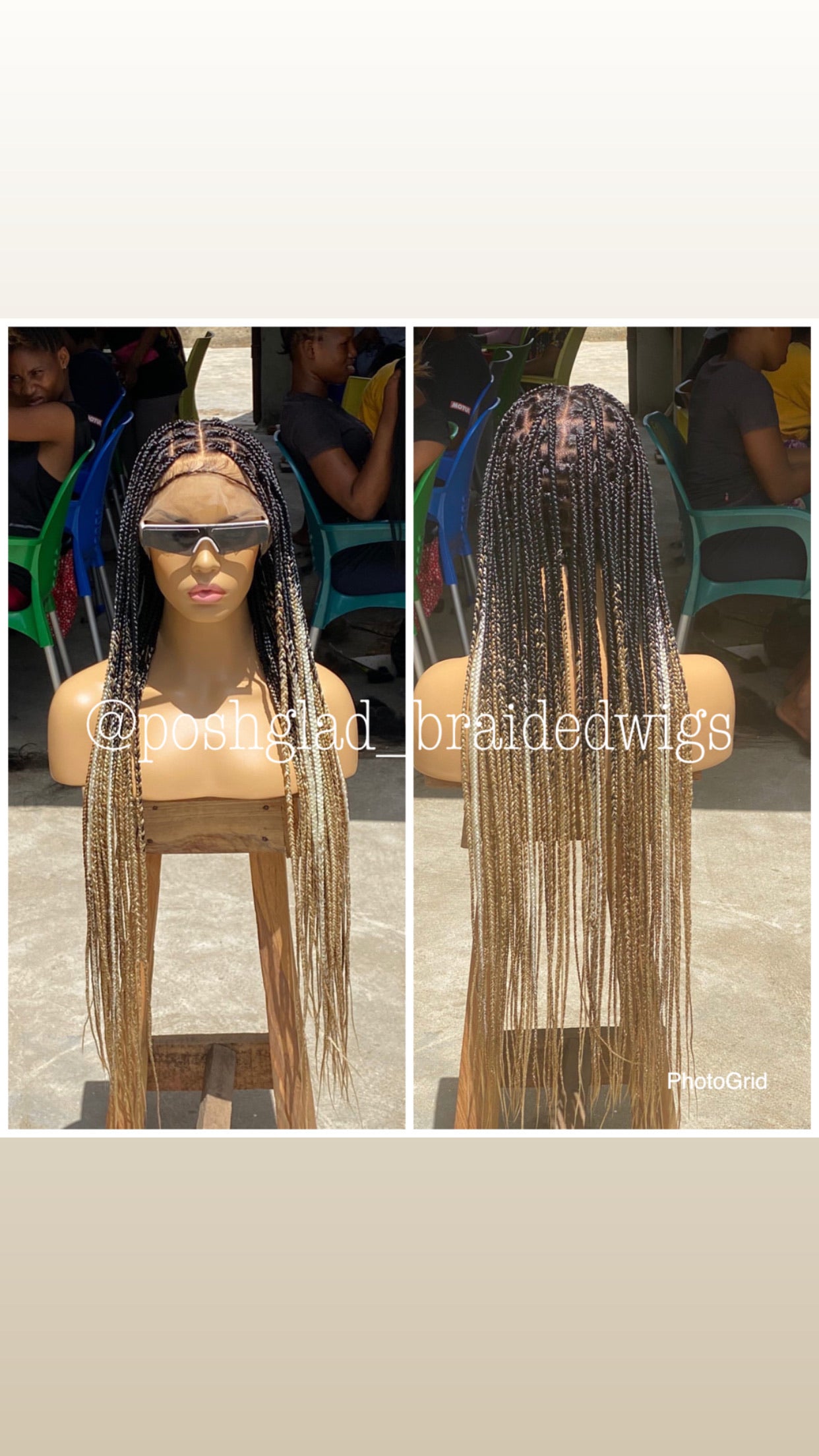 Shade Knotless Wig "Ombre Color" Medium Brown Full Lace