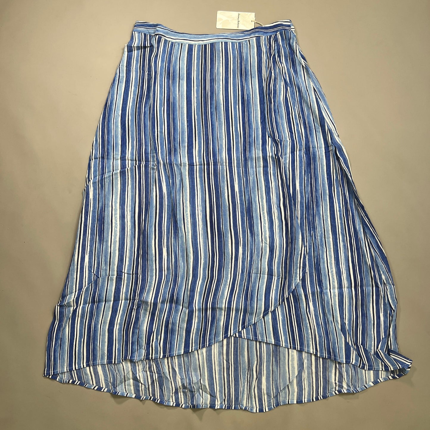 TOMMY BAHAMA Women's Divine Lines Maxi Skirt White Blue Boho Stripe Size 14 (New)