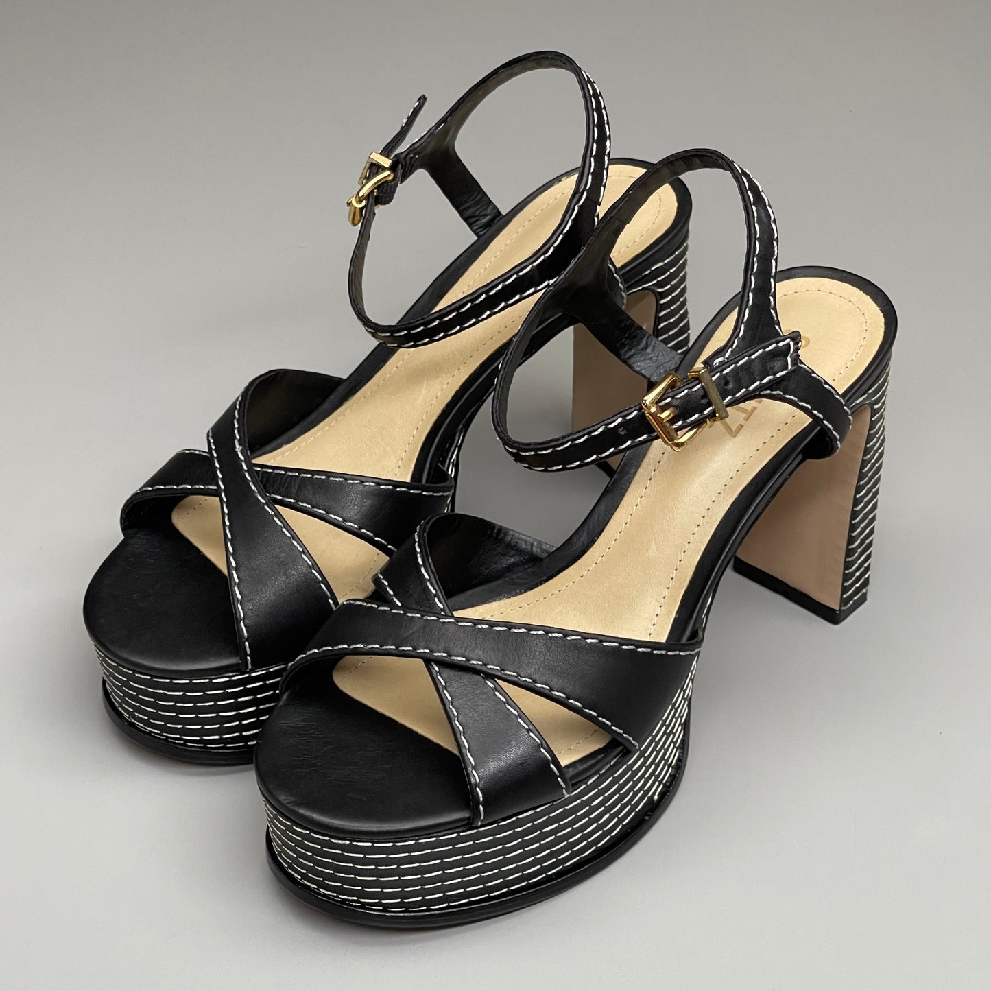 SCHUTZ Keefa Casual Women's Leather Sandal Black Platform 4" Heel Shoes Sz 10B (New)