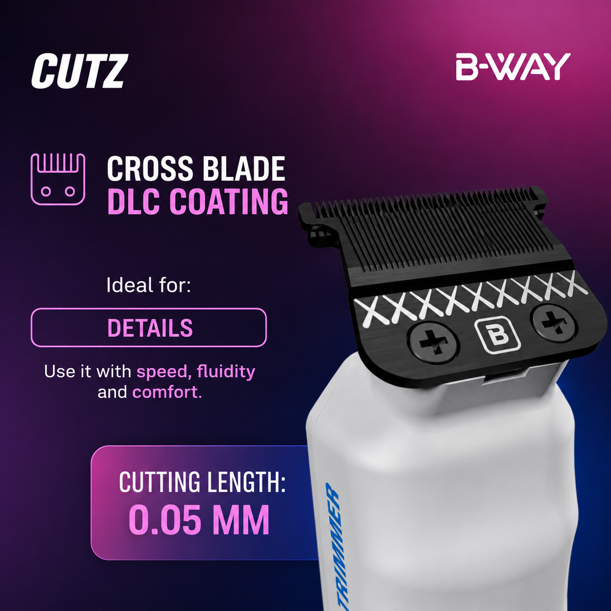 B-WAY Professional Barber Kit – Cordless Hair Clipper, Trimmer & Foil Shaver Set – Urban New Clipper, CUTZ White Detail Trimmer & OFF White Shaver for Fades, Haircuts & Finishing