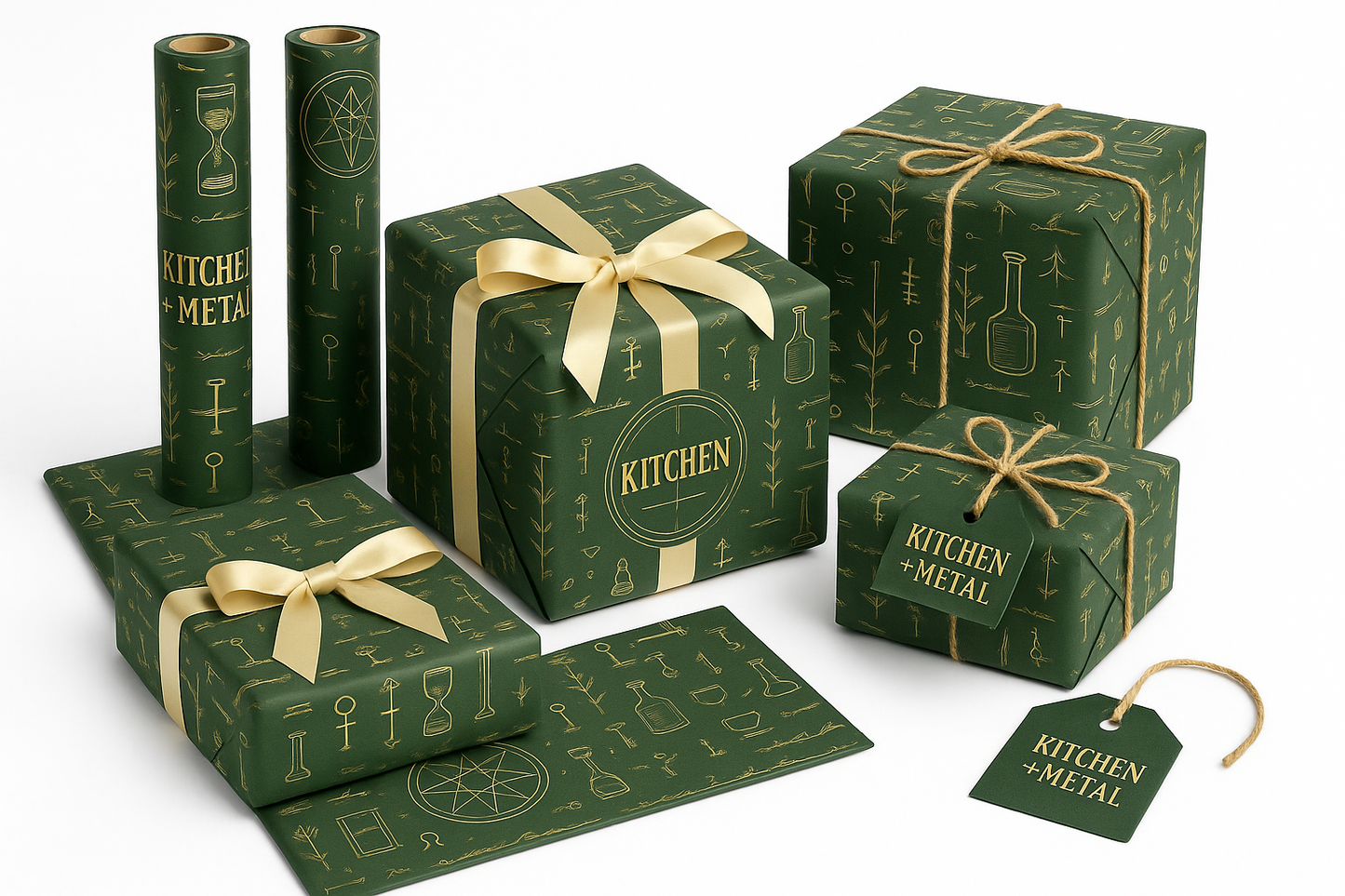 Kitchen + Metal Mystical Wrapping Paper with grid | Gift Shop & Gift Wrapping | Kitchen + Metal