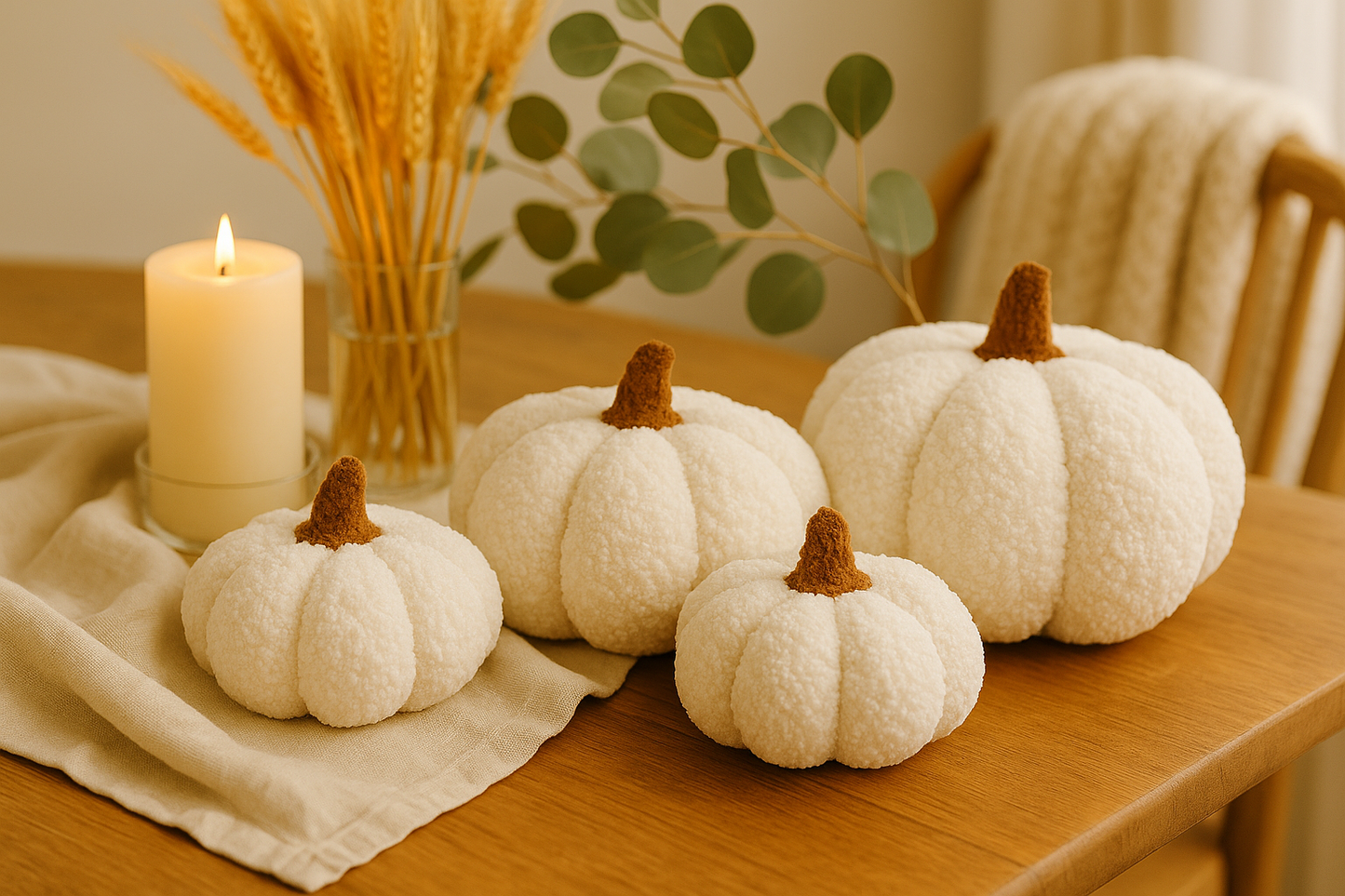Pumpkin Fall boucle pillows, full pillow | Happy | Kitchen + Metal