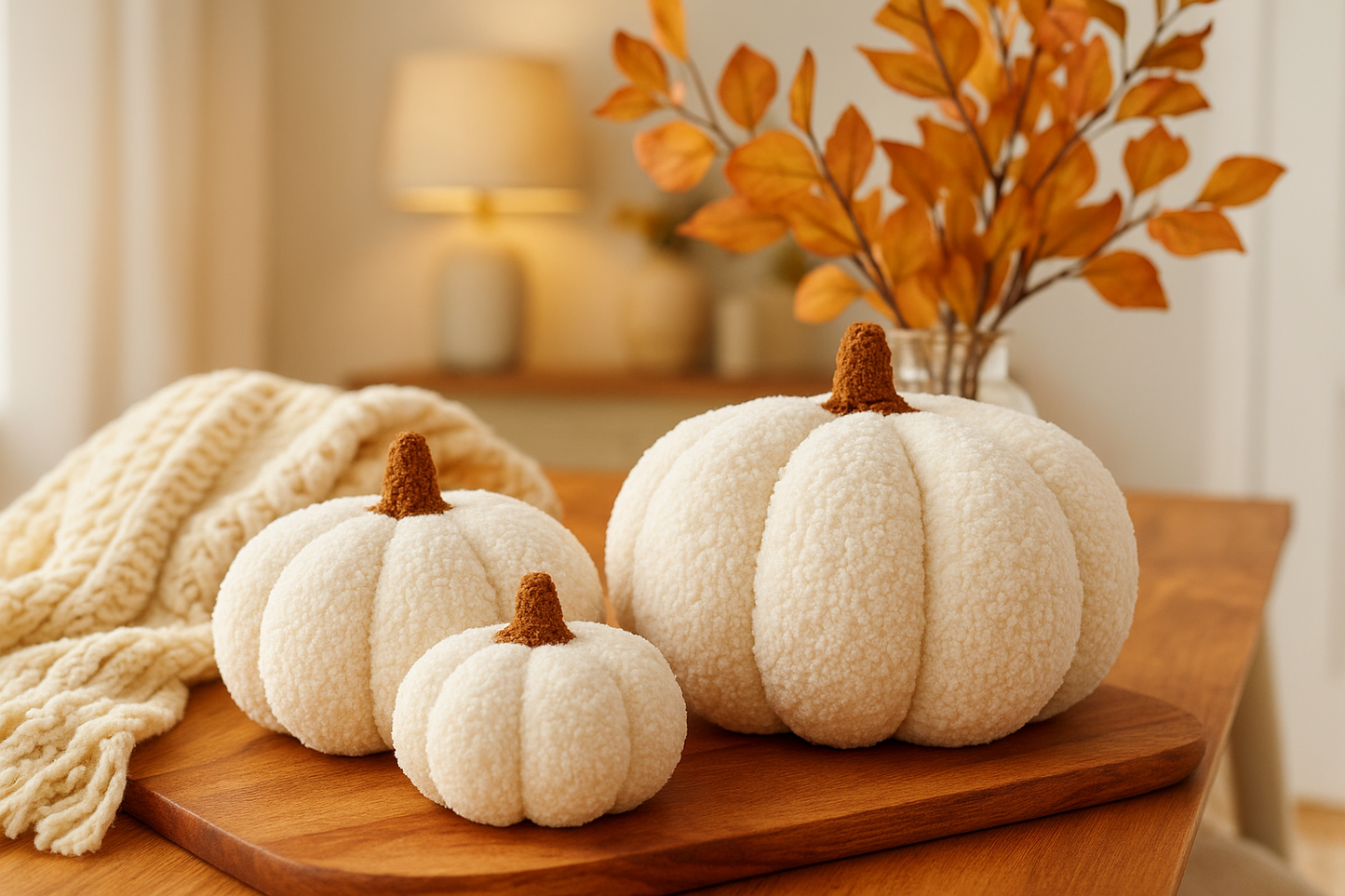 Pumpkin Fall boucle pillows, full pillow | Happy | Kitchen + Metal