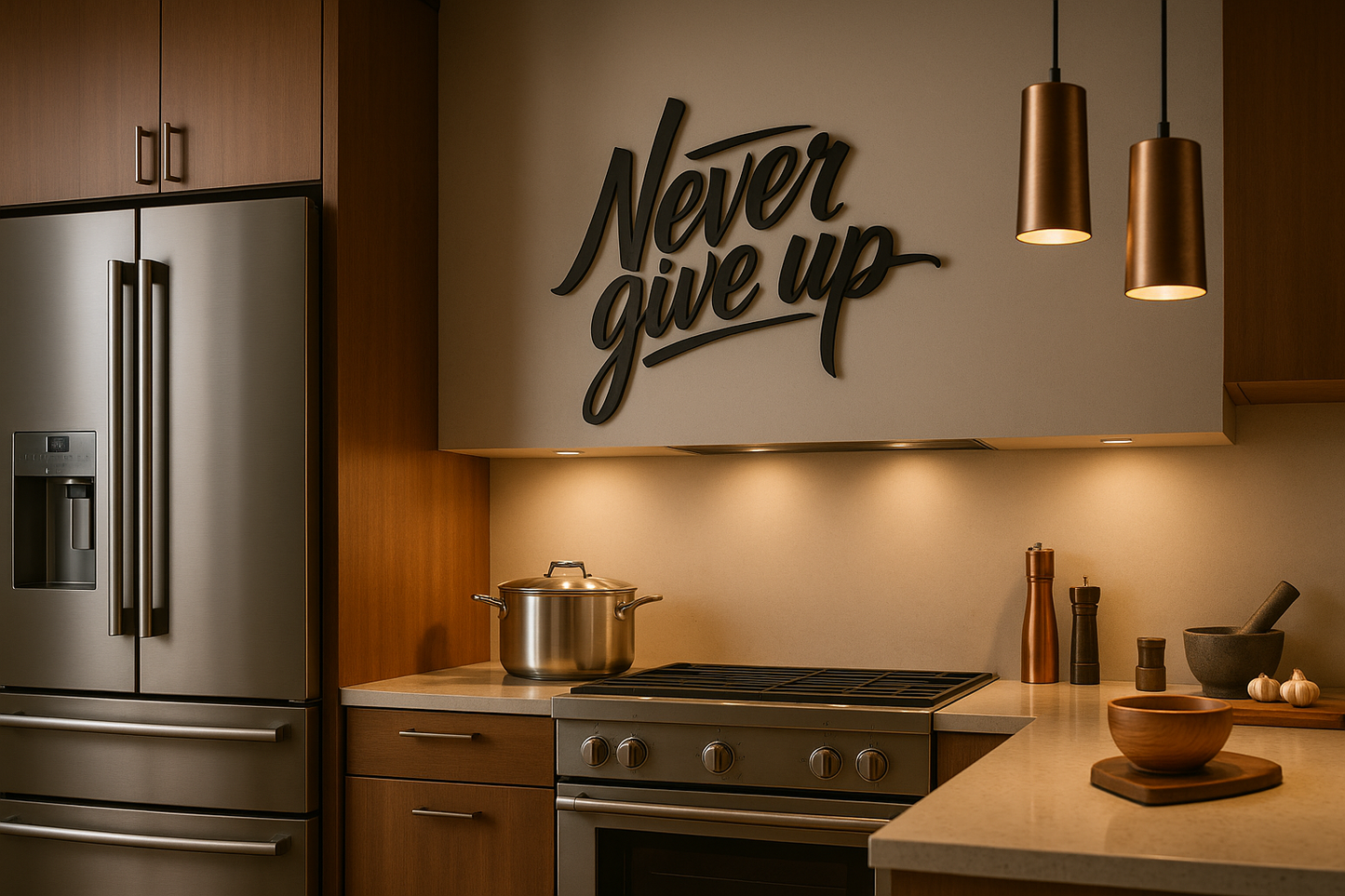 Never Give Up - Metal Wall Art | Home Decor | Kitchen + Metal
