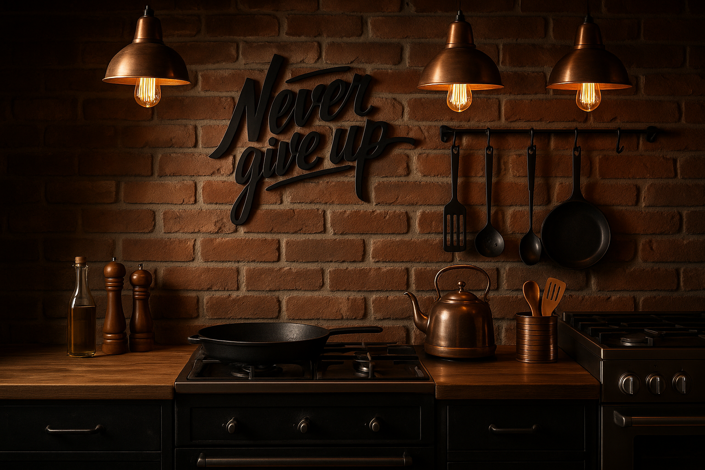 Never Give Up - Metal Wall Art | Home Decor | Kitchen + Metal