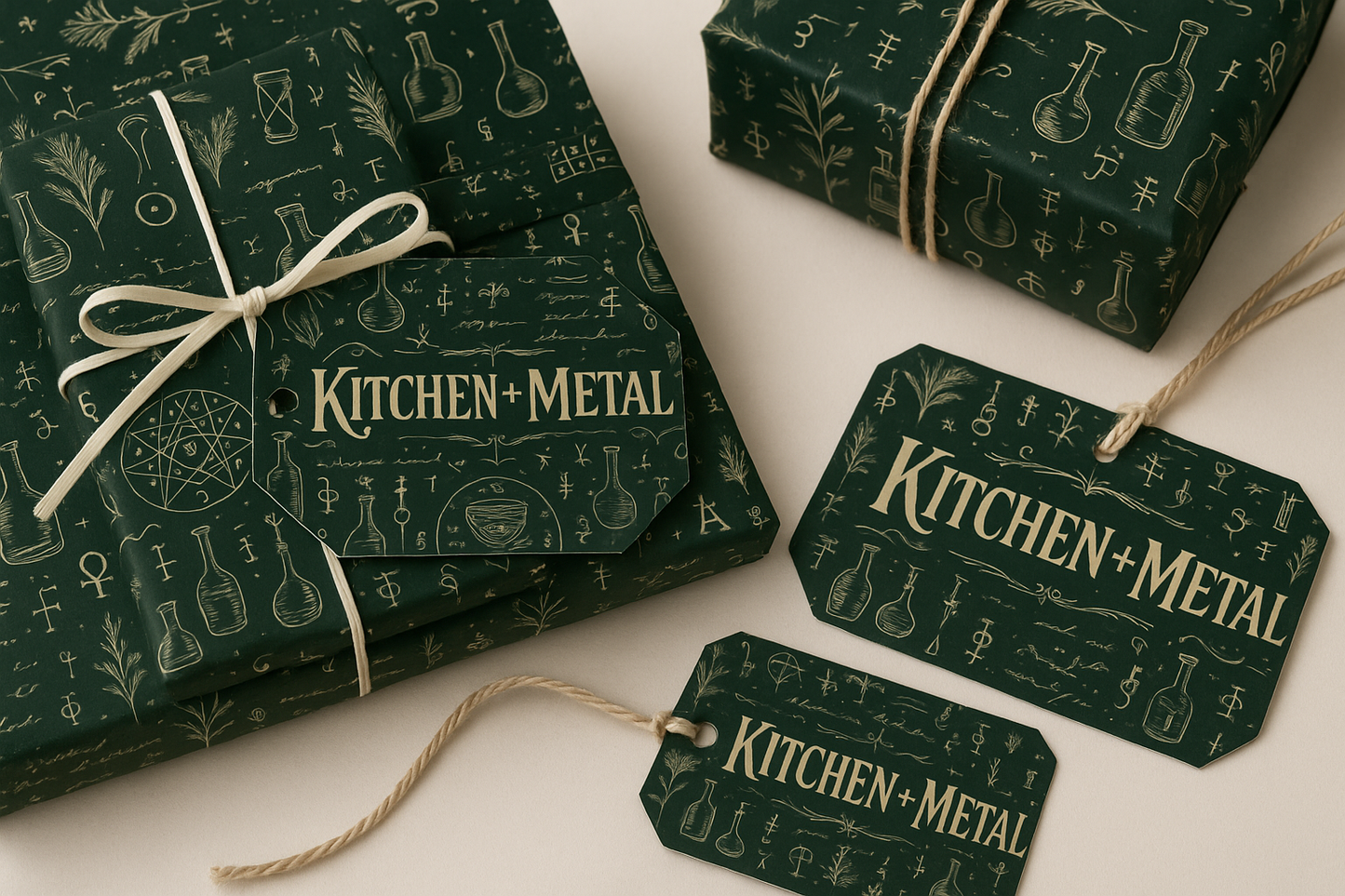 Kitchen + Metal Mystical Wrapping Paper with grid | Gift Shop & Gift Wrapping | Kitchen + Metal