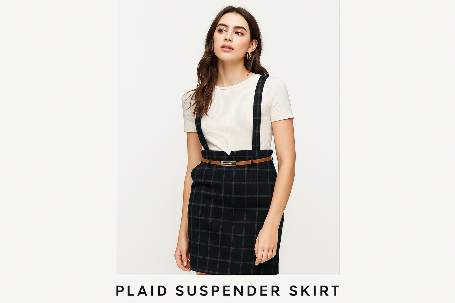 Plaid Suspender Skirt with Belt Detail | Apparel | Kitchen + Metal