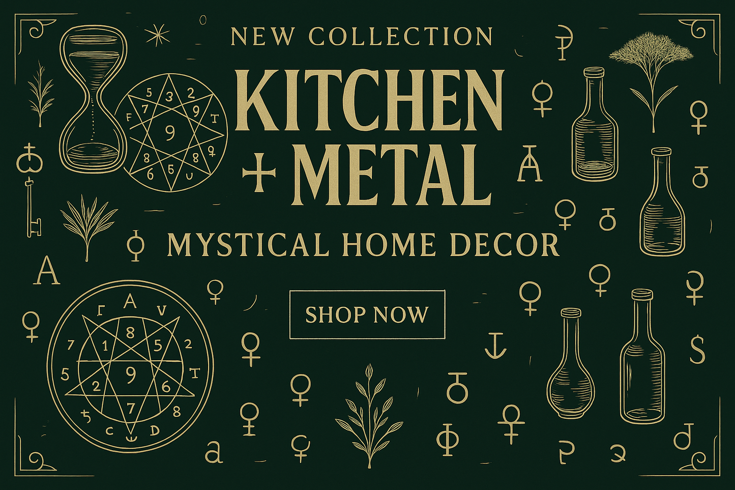 Kitchen + Metal Mystical Wrapping Paper with grid | Gift Shop & Gift Wrapping | Kitchen + Metal