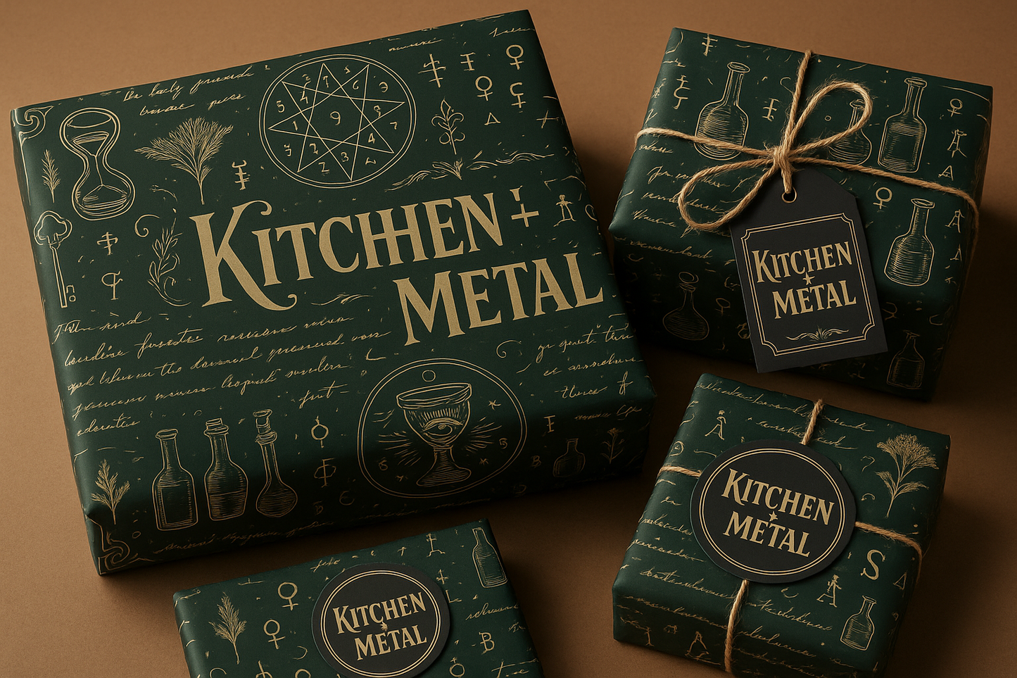 Kitchen + Metal Mystical Wrapping Paper with grid | Gift Shop & Gift Wrapping | Kitchen + Metal