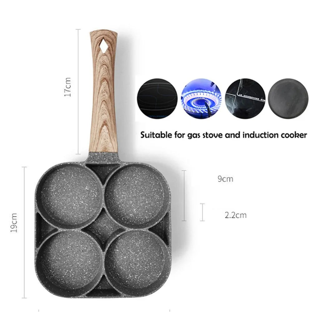 Four-Hole Non-Stick Omelet Pan: Versatile Breakfast Cookware