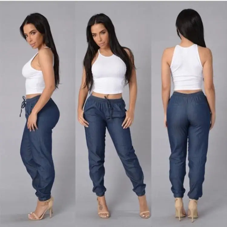Style Loft Collection Solid Color Drawstring Denim Jeans