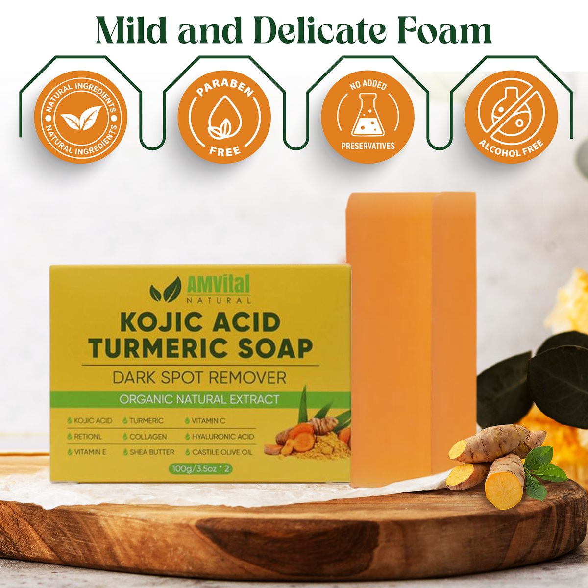 AMVital Turmeric Kojic Acid Soap Bar — Dark Spot & Mark Fading Soap