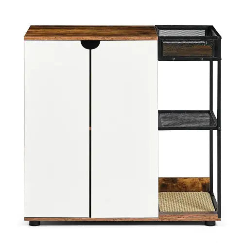 Style Loft Collection Dual Cat Litter Box Cabinet in Rustic Brown