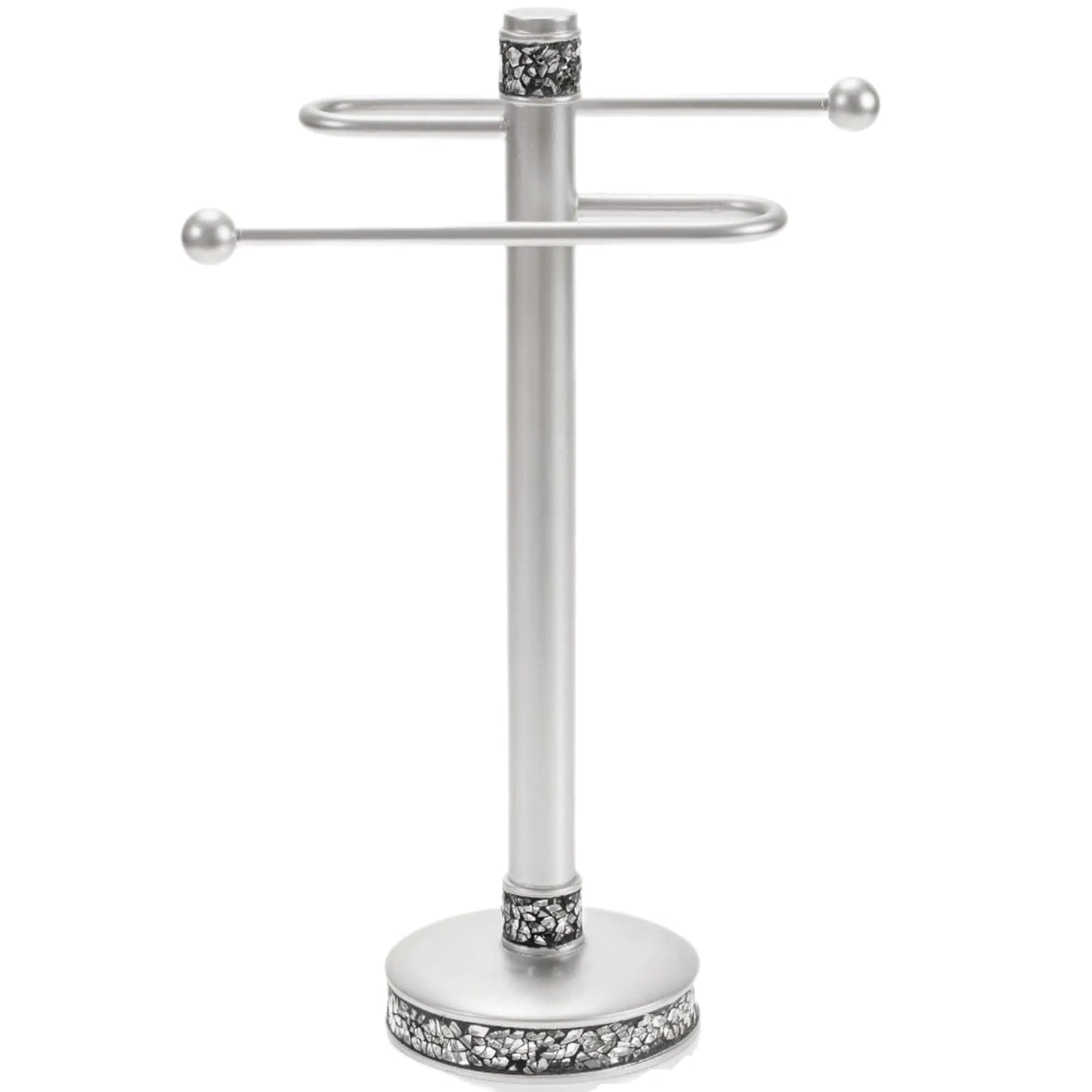 Crackled Glass Countertop Towel Stand Decorative Silver Fingertip Towel Holder Durable Resin Free Standing Towel Rack for Elegant Counter Top Bathroom/Shower/Kitchen Decor