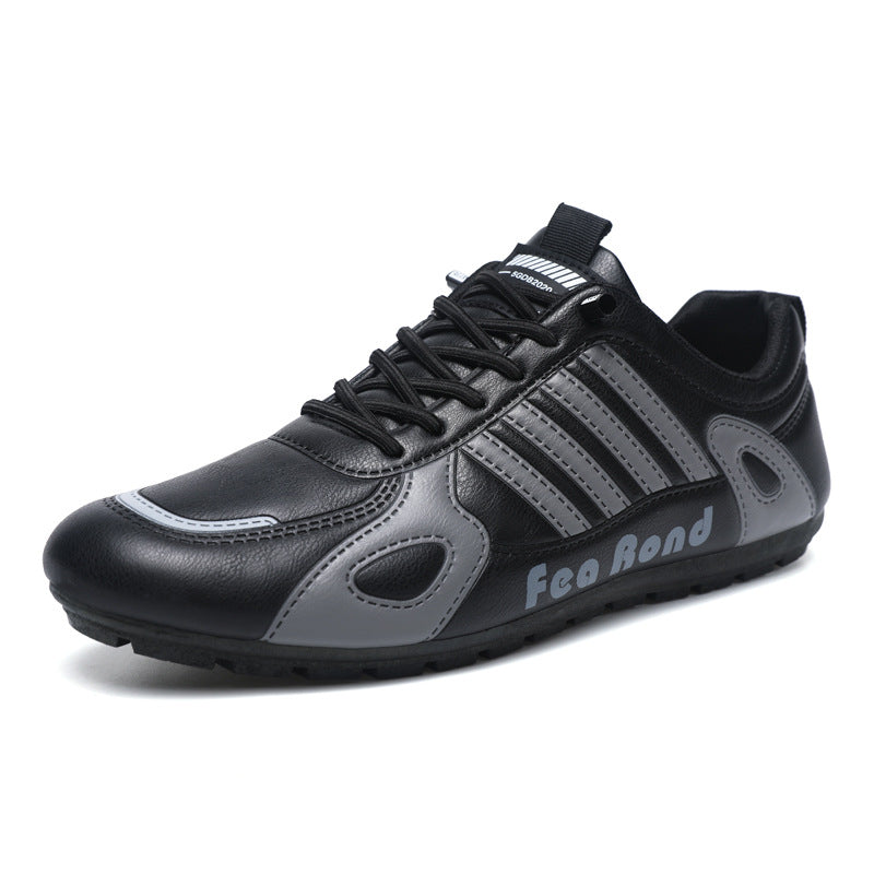 Men's breathable leather casual versatile soft sole lightweight no tie bean shoes