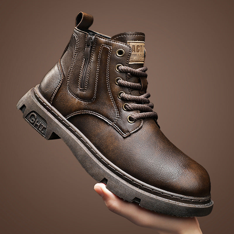 Men's British style short boots for autumn new side zipper casual retro versatile Martin boots