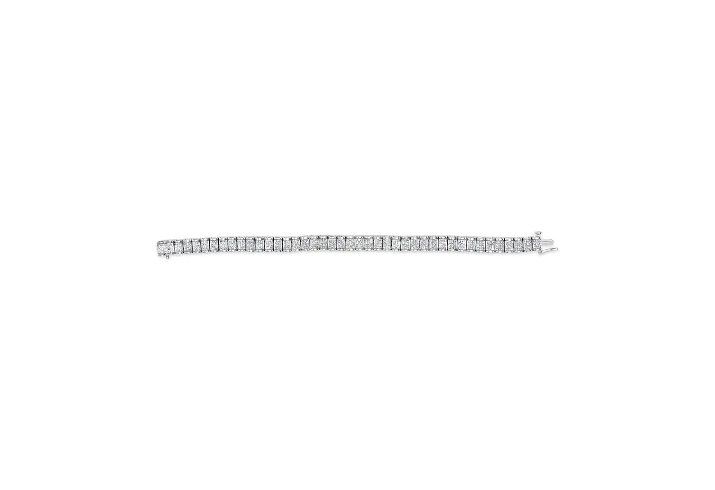 Style Loft Collection 14K Gold 5.00 Ctw Square Princess Cut White Diamond Rectangular Invisible Set Link Tennis Bracelet (H-I Color, SI2-I1 Clarity) - 7.25” Inches