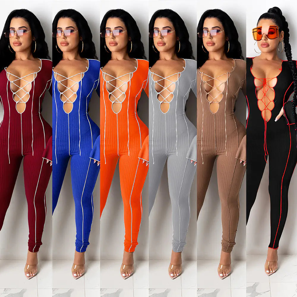Style Loft Collection Lace Front Bell Sleeve Jumpsuit