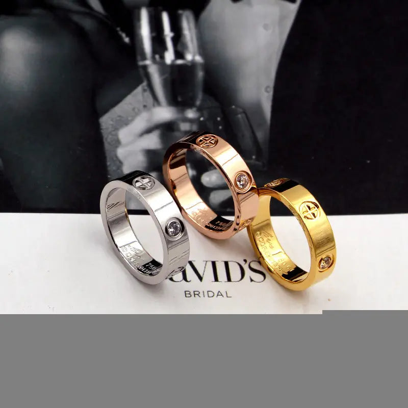 Style Loft Collection Titanium Steel French Bling Couple Rings