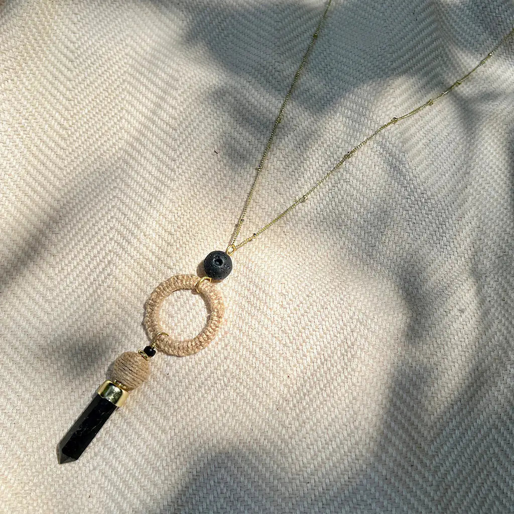 Style Loft Collection Black Agate Jute Necklace