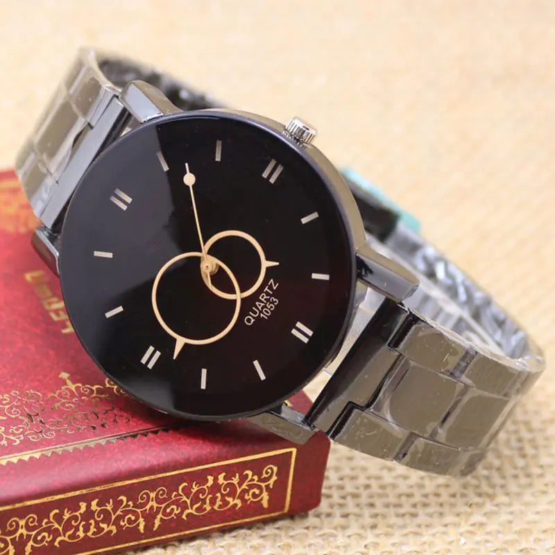 Style Loft Collection Black and Steel Band Couples Watch